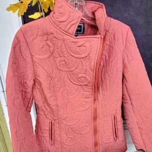 CORAL QUILTED JACKET ZIP FRONT SZ MEDIUM